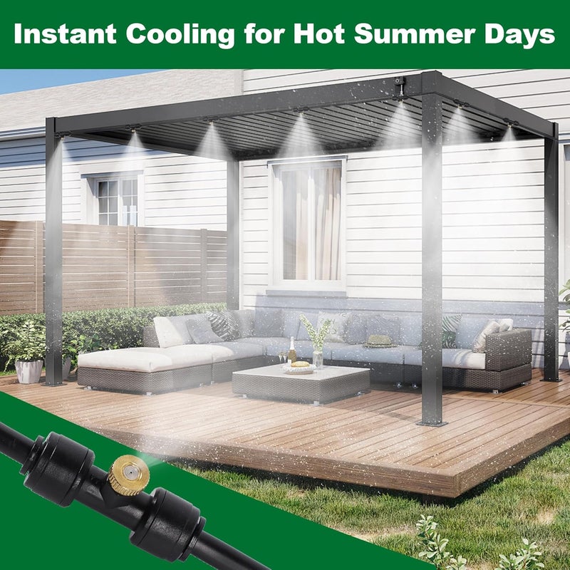 YOFIT Outdoor Misting System for Patio Cooling, 75FT Water Mister Hose Kit, Cooling Misters for Porch, Backyard, Yard, Garden, Portable Mist System with Brass Nozzles for Outside - Image 2